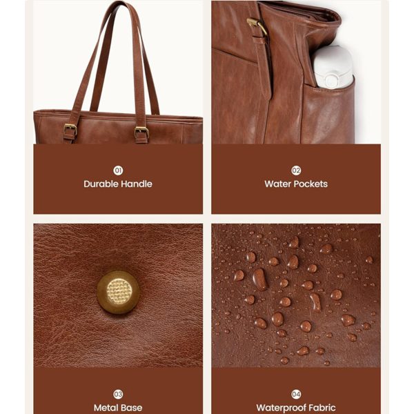 15" Waterproof PU Leather Laptop Tote bag