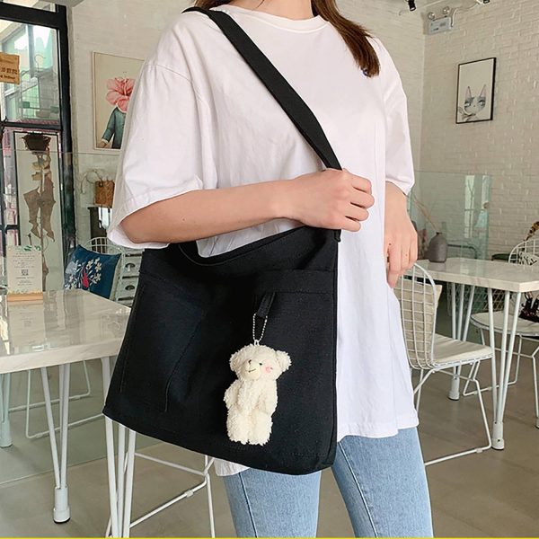 Canvas Zipper Pocket Crossbody Shoulder Bag