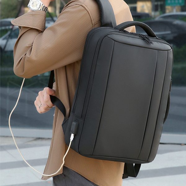 Waterproof Polyester Travel Backpack w/ USB Charging Port