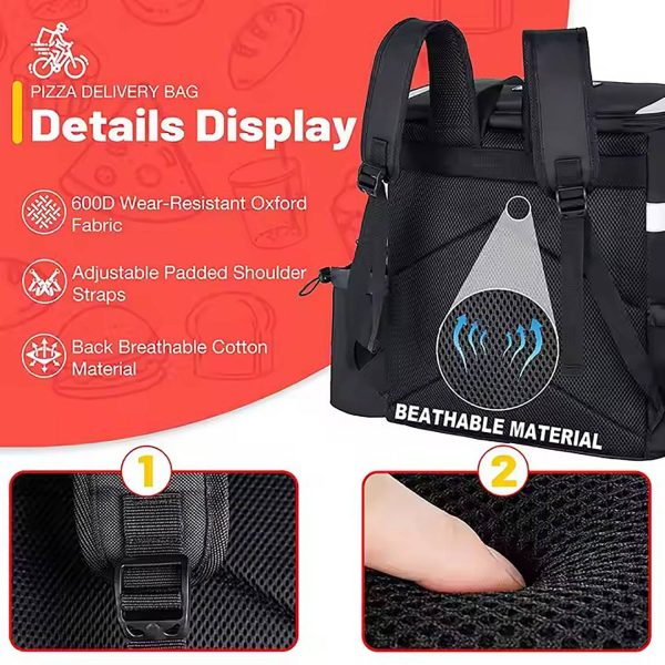 36L Waterproof Oxford Insulated Food Delivery Backpack