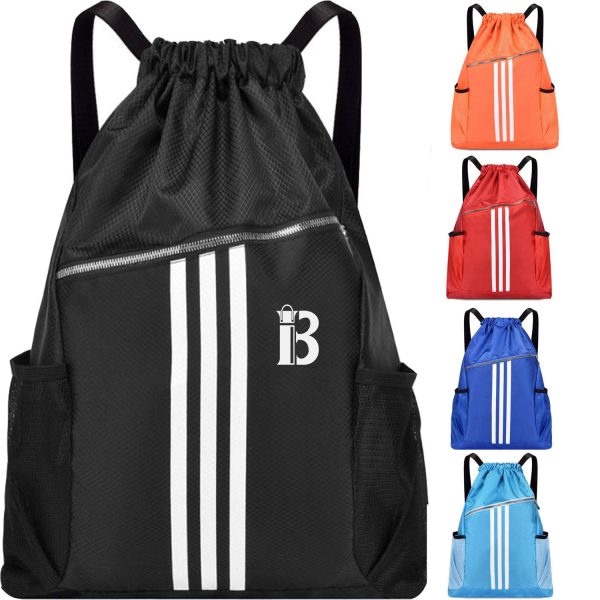Large Capacity Polyester Drawstring Gym Backpack