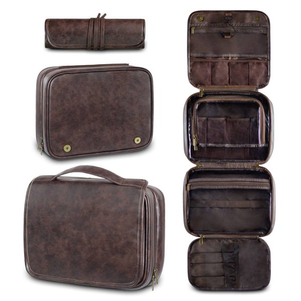 3 in 1 Waterproof PU Leather Travel Toiletry Bag