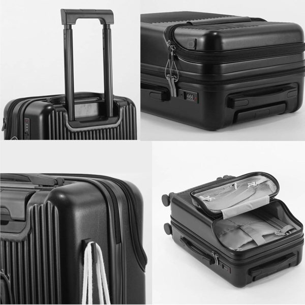 ABS USB Port Travel Suitcase w/ Cup Holder