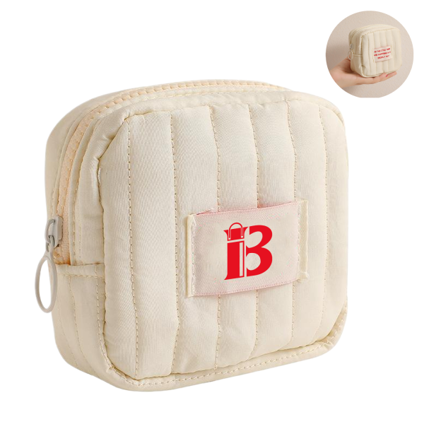 Mini Cloth Quilted Puffy Square Cosmetic Pouch