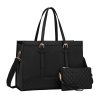 Waterproof PU Leather Laptop Tote Bag w/ Wallet