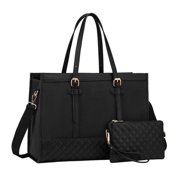 Waterproof PU Leather Laptop Tote Bag w/ Wallet