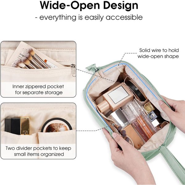 Large Capacity Wide Open Oxford Zipper Cosmetic Bag