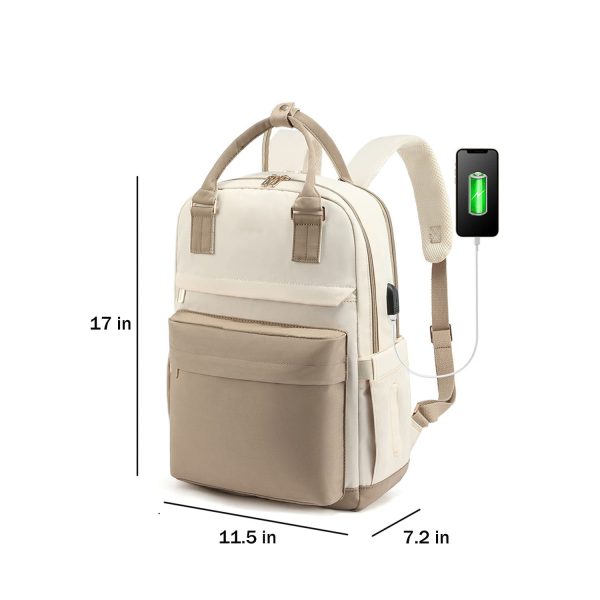 Waterproof Polyester USB Laptop Backpack w/ Luggage Strap