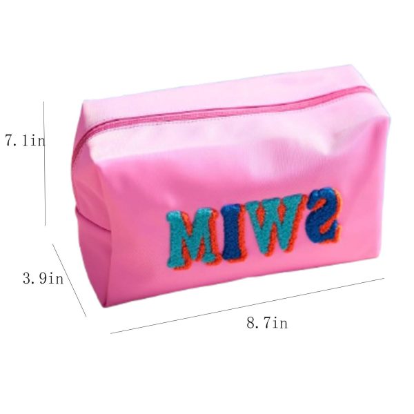 Waterproof Nylon Embroidered Letter Makeup Bag