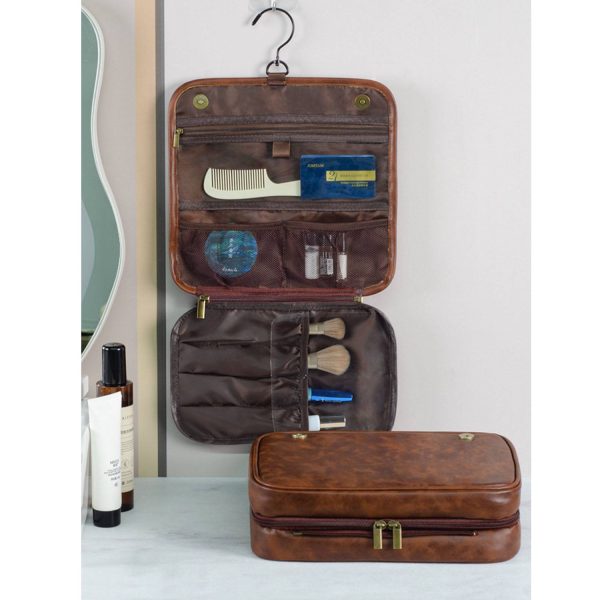 3 in 1 Waterproof PU Leather Travel Toiletry Bag