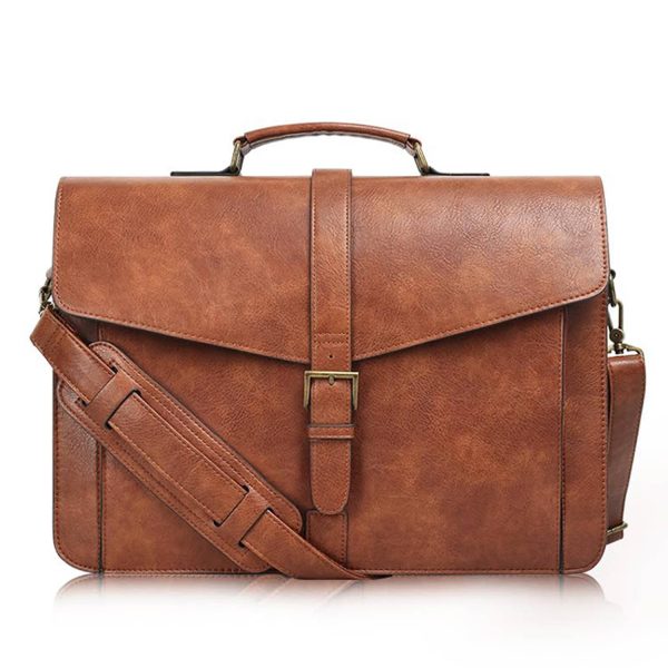 15.6 Inch Large Capacity PU Leather Laptop Bag Briefcase