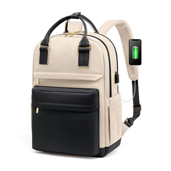 Waterproof Polyester USB Laptop Backpack w/ Luggage Strap