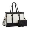 Waterproof PU Leather Laptop Tote Bag w/ Wallet