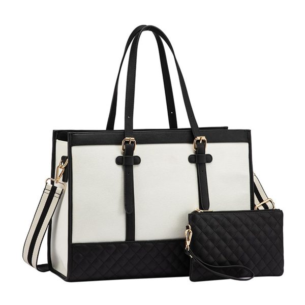 Waterproof PU Leather Laptop Tote Bag w/ Wallet