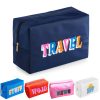 Waterproof Nylon Embroidered Letter Makeup Bag