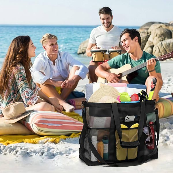 45L Large Capacity Nylon Mesh Beach Tote Bag