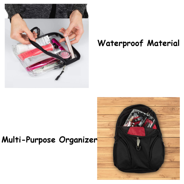 PVC Waterproof Clear Double Zipper Cosmetic Bag