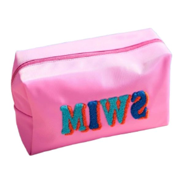 Waterproof Nylon Embroidered Letter Makeup Bag