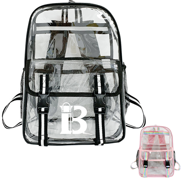 Large Capacity Clear PVC Backpack w/ USB Port