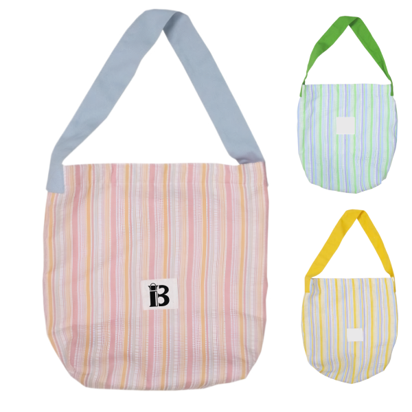Large Capacity Polyester Striped Tote Bag