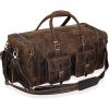 50L Large Capacity Genuine Leather Travel Duffle Bag