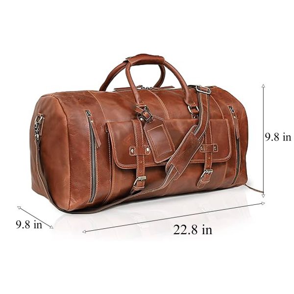 35L Genuine Leather Travel Duffle Bag