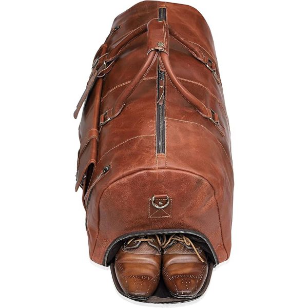 35L Genuine Leather Travel Duffle Bag