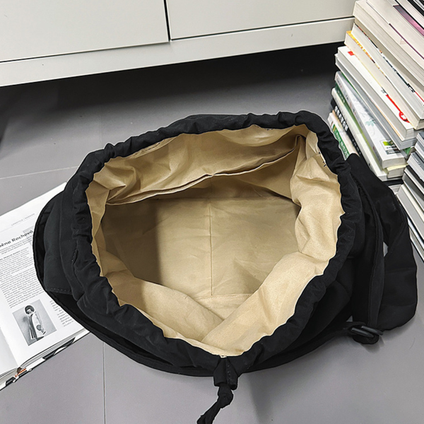 Water Resistant Nylon Drawstring Crossbody Tote Bag