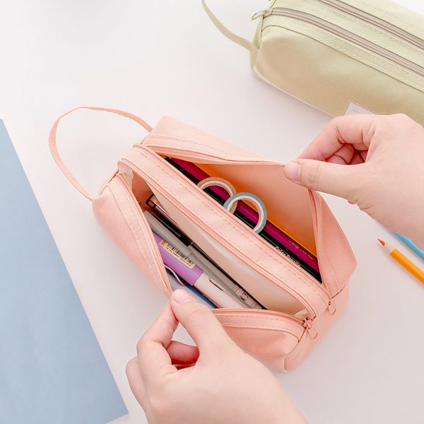 Double Layer Zippered Oxford Pencil Bag