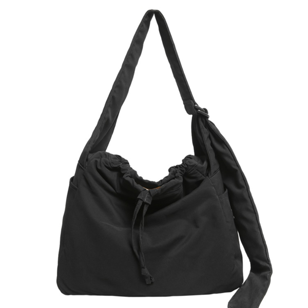 Water Resistant Nylon Drawstring Crossbody Tote Bag