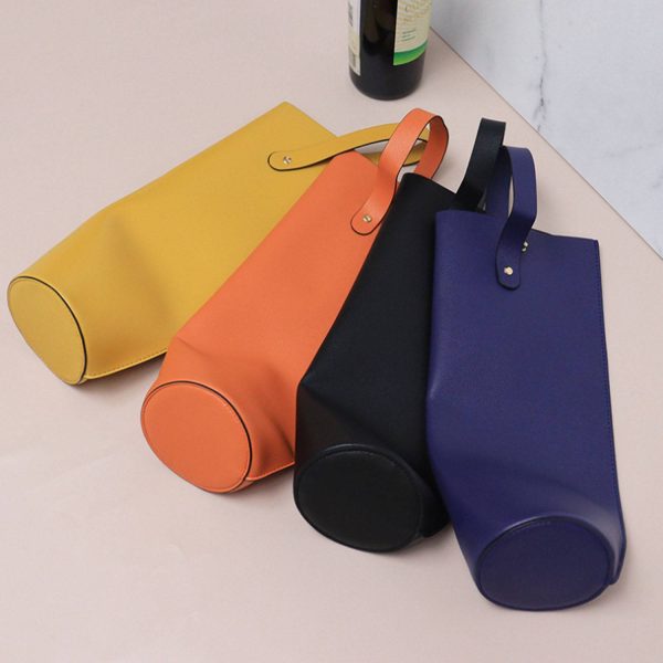 Reusable PU Leather Wine Carrier Tote Bag