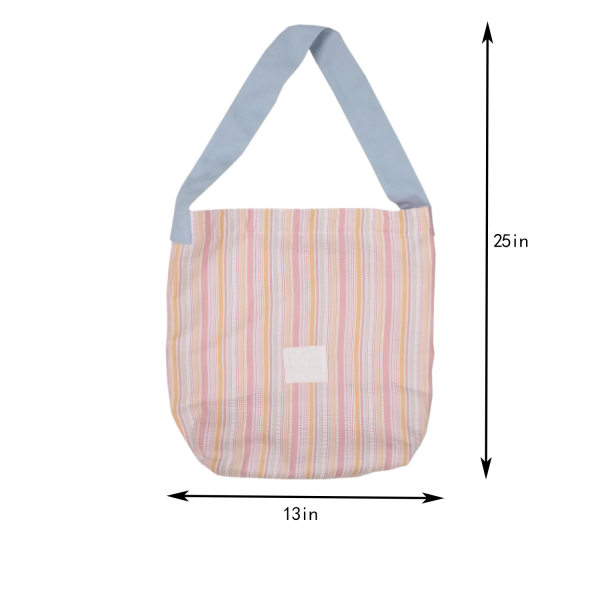 Large Capacity Polyester Striped Tote Bag