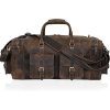 50L Large Capacity Genuine Leather Travel Duffle Bag