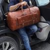 35L Genuine Leather Travel Duffle Bag