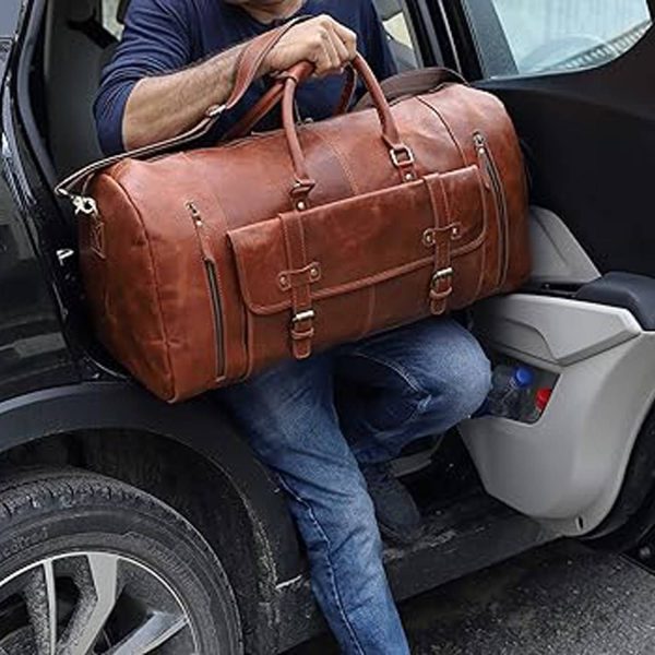 35L Genuine Leather Travel Duffle Bag