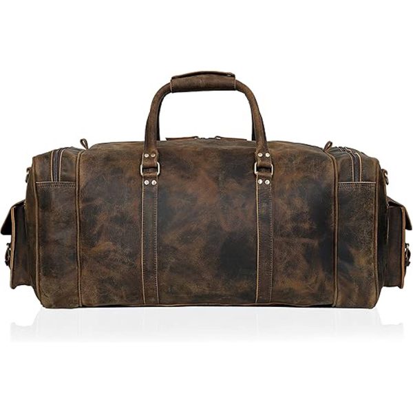 50L Large Capacity Genuine Leather Travel Duffle Bag