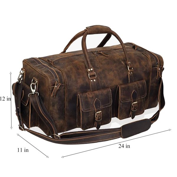 50L Large Capacity Genuine Leather Travel Duffle Bag