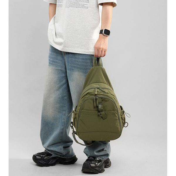 Large Capacity Nylon Crossbody Sling Bag w/ Pockets