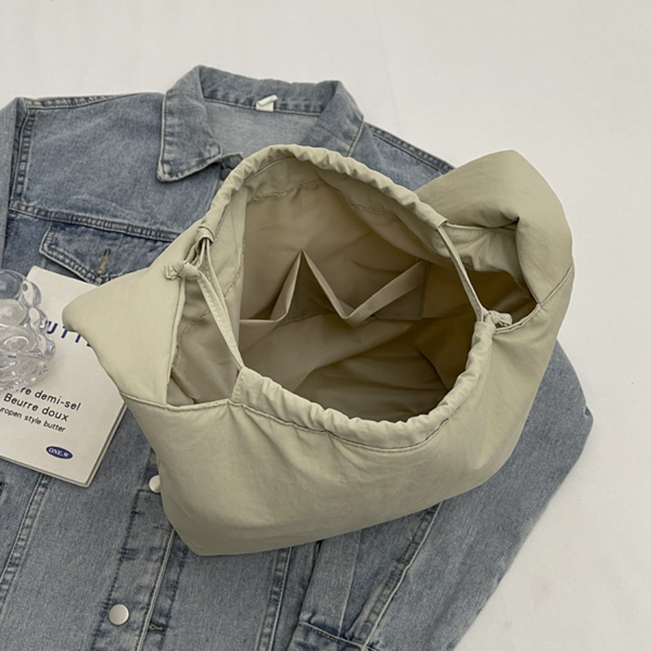 Lightweight Nylon Drawstring Shoulder Tote Bag