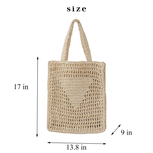 Paper Rope Woven Crochet Beach Tote Bag
