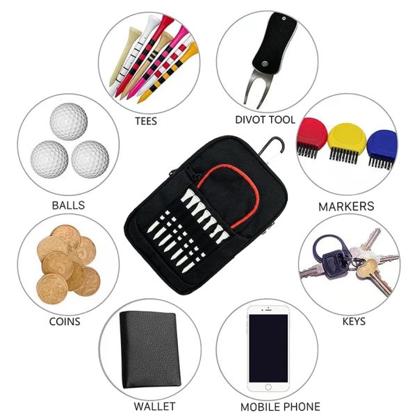 Multi Functional Nylon Golf Accessory Pouch w/ Carabiner
