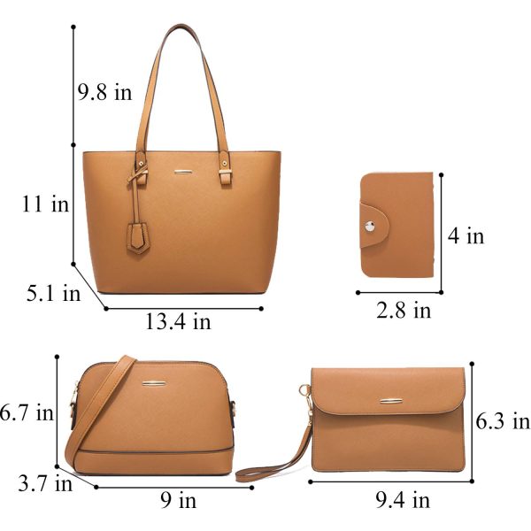 4PCS PU Leather Women Vintage Minimalist Handbag Set