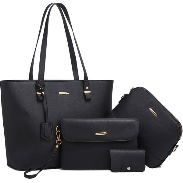 4PCS PU Leather Women Vintage Minimalist Handbag Set