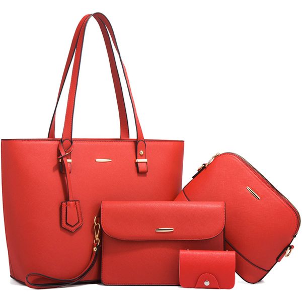 4PCS PU Leather Women Vintage Minimalist Handbag Set
