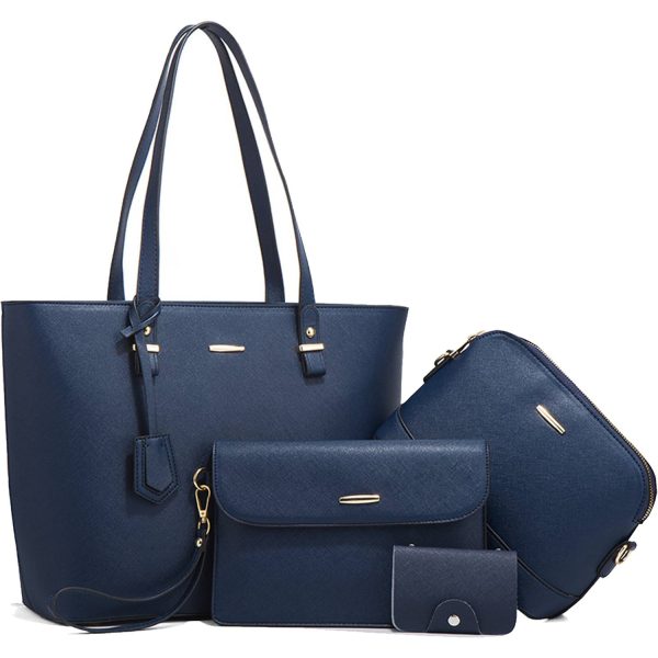 4PCS PU Leather Women Vintage Minimalist Handbag Set