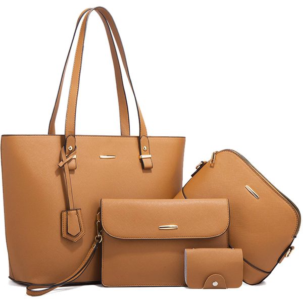 4PCS PU Leather Women Vintage Minimalist Handbag Set