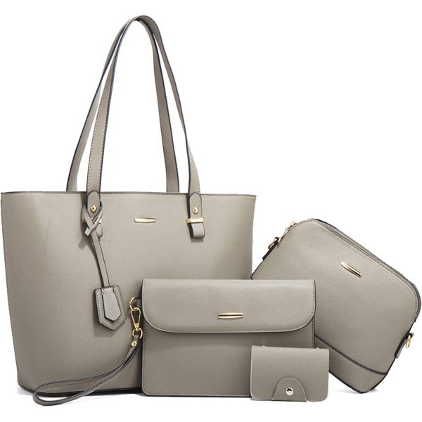 4PCS PU Leather Women Vintage Minimalist Handbag Set