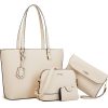 4PCS PU Leather Women Vintage Minimalist Handbag Set