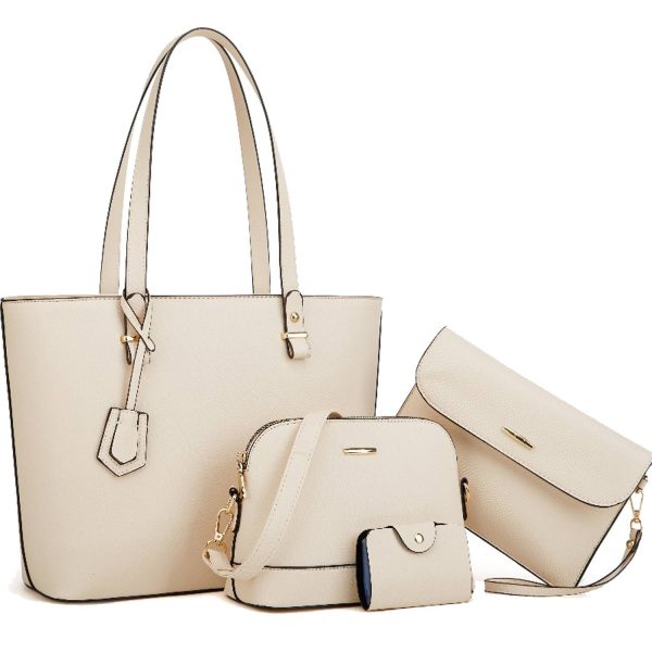 4PCS PU Leather Women Vintage Minimalist Handbag Set