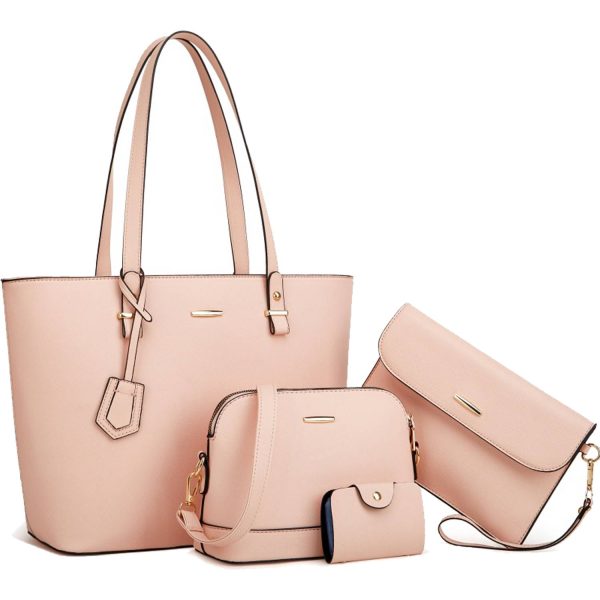 4PCS PU Leather Women Vintage Minimalist Handbag Set